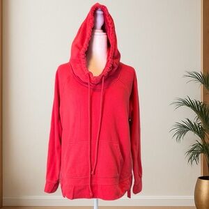 PEACE LOVE WORLD Hoodie with Inspirational Quotes – Medium Caliente Red